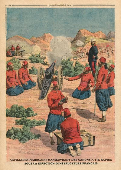 Marokkanische Artilleristen unter dem Kommando französischer Ausbilder, Illustration aus 